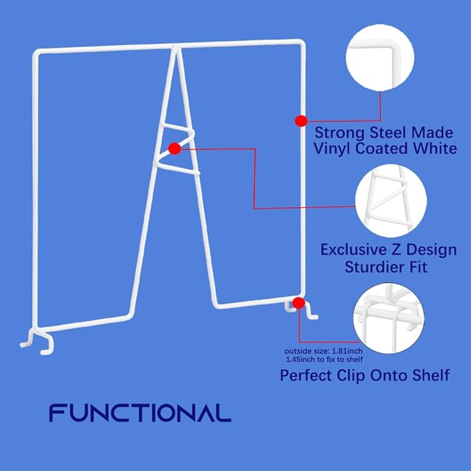 Wire Shelf Dividers - White Closet Organization & Storage Organizer - No Tool Shelf Divider for Wire Shelves - Metal Shelf Accessories – for 12“ Deep Wire Shelves – Tall 12” Height – 16 Pack - Image 3