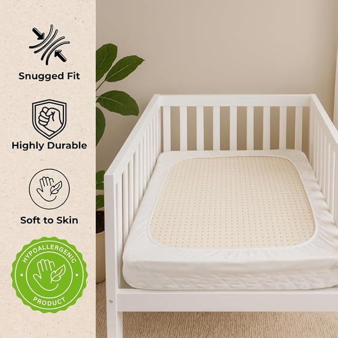 ORGANIC TEXTILES Water-Resistant Fitted Sheet Baby Mattress Liner Pad Protector - 100% Organic, GOTS Certified - Cradle (36"x18") - Pack of 1