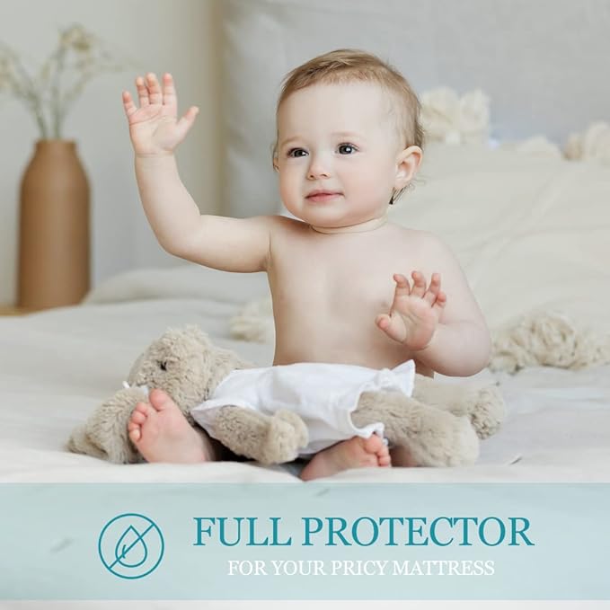 Full Waterproof Zippered Mattress Encasement, Breathable, Noiseless, Machine-Washable Zipped Mattress Cover, Fitting 7" - 13" Deep Mattress