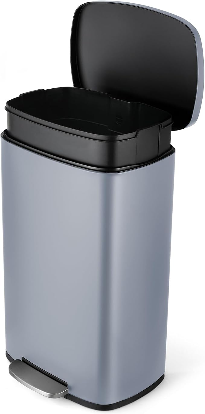 8 Gal Kitchen Trash Can, 30L Recycling or Garbage Bin, Brushed Stainless Steel Waste Basket, Soft&Quiet Close Dustbin, with Step-On Pedal, Removable Inner Bucket, for Home, Office, Living Room by ComfyCorner