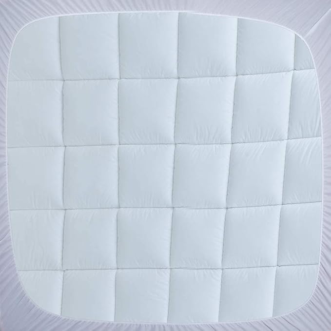 WhatsBedding Waterproof Mattress Pad Twin XL Size Cotton Top Down Alternative Filling Pillowtop Mattress Topper Cover-Fitted Quilted (Waterproof Twin XL)