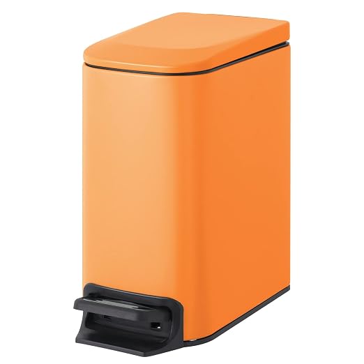 Cesun Small Bathroom Trash Can with Lid Soft Close, Step Pedal, 6 Liter / 1.6 Gallon Stainless Steel Garbage Can with Removable Inner Bucket, Anti-Fingerprint Finish (Matt Orange) by Cesun