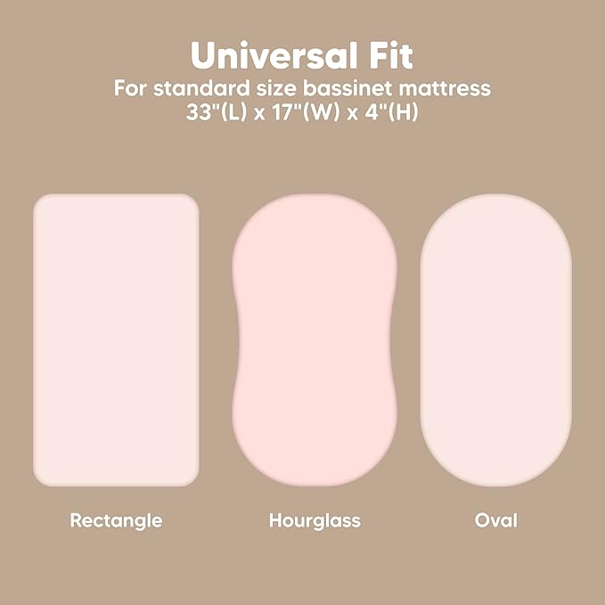 2-Pack Baby Bassinet Sheets Girl, Boy - 33x17 Viscose Derived from Bamboo Bedside Mattress Fitted Bassinet Sheets, Compatible with Halo Bassinest Swivel Sleeper, Baby Delight, Graco (Mist Rose)