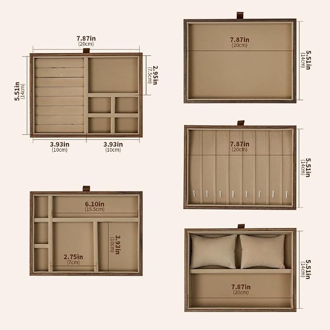Lockable Walnut Jewelry Box with Key, 5-Layer Jewelry Organizer Storage Box for Necklaces, Rings, Earrings & Bracelets - Mothers Day Gifts for Mom - Image 5