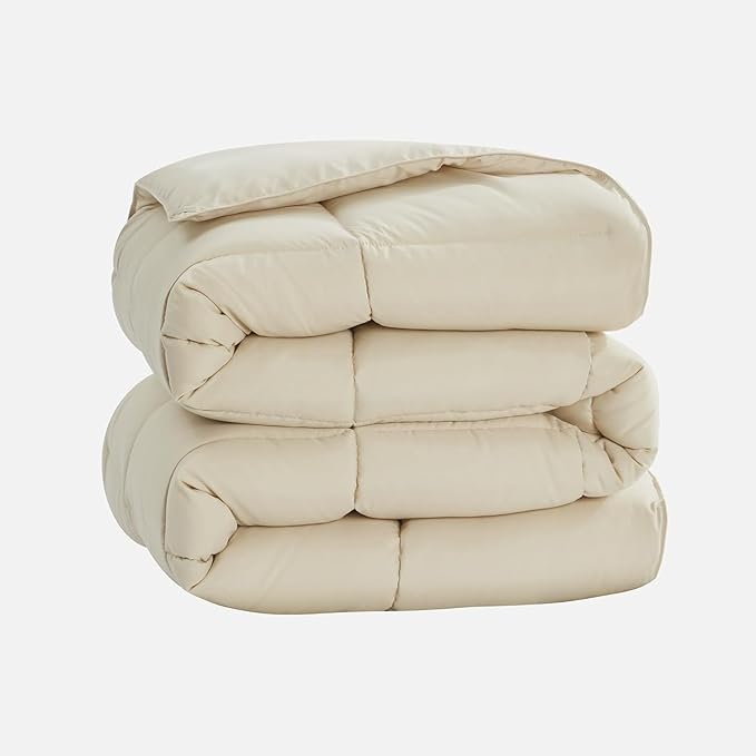 Homelike Moment Oversized King Comforter - Beige Duvet Insert Down Alternative Bed Oversize King Comforter, Lightweight Bedding Comforters Quilted Soft All Season Beige