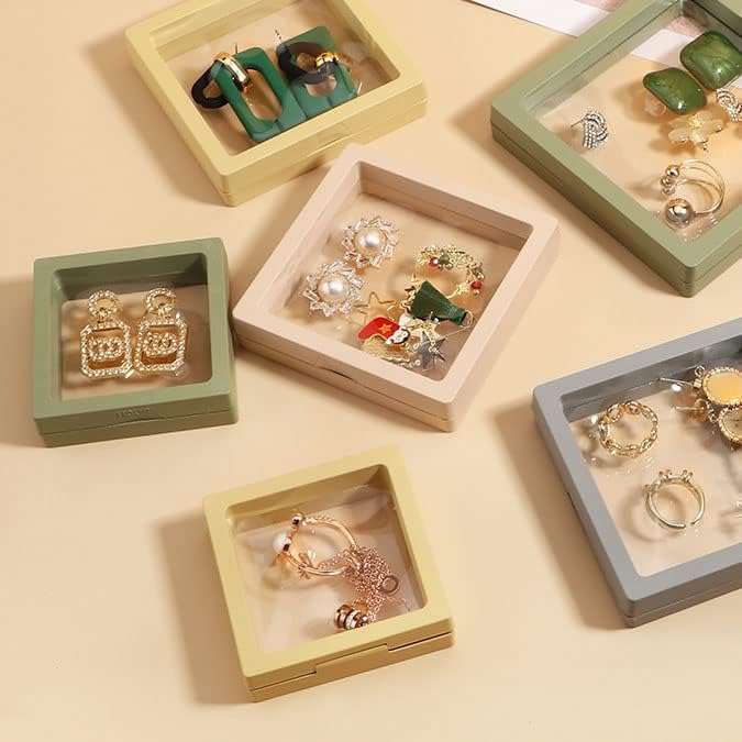 12PCS 3D Floating Frame Display Stand, Jewelry Box, Gift Box, Ornament Organizer, Small Travel Jewelry Box, PE Film Anti-Oxidation, Suspended Display Box Stackable (3.54*3.54，Type 2) - Image 4