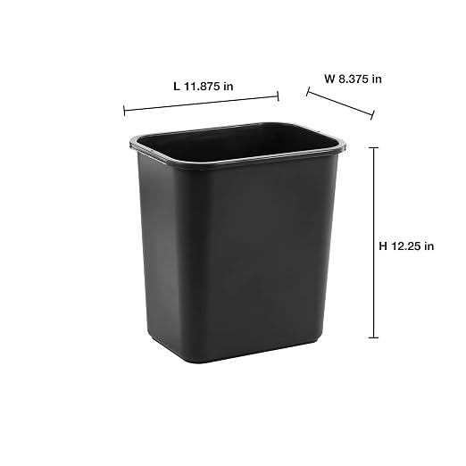 United Solutions 13 Quart / 3.25 Gallon Space-Efficient Trash Wastebasket, Fits Under Desk and Narrow Spaces in Commercial Office, Kitchen, Home Office, and Dorm, Easy to Clean, Black (Pack of 1) - Image 2