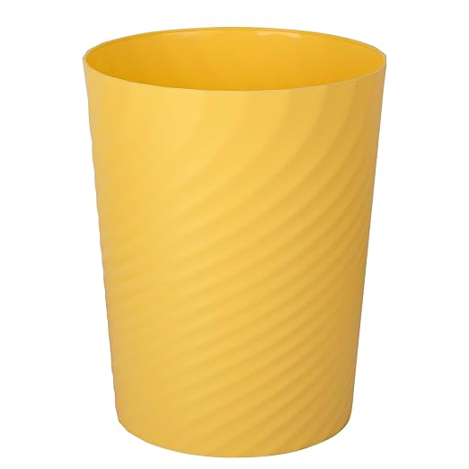 UUJOLY Plastic Small Trash Can Wastebasket, Garbage Container Basket for Bathrooms, Laundry Room, Kitchens, Offices, Kids Rooms, Dorms, (Yellow, 1.8 Gallon) by UUJOLY