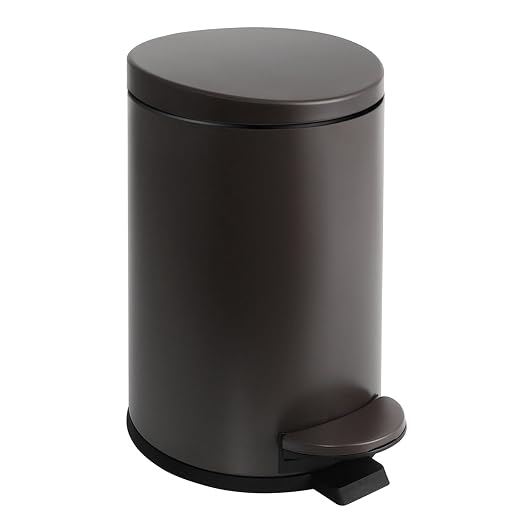 TIPGO Small Trash Can with Lid Soft Close, 4.5 Liters / 1.2 Gallon Bathroom Garbage Can, Mini Step Trash Bin, Stainless Steel Wastebasket for Bathroom, Bedroom, Office (Brown) by TIPGO
