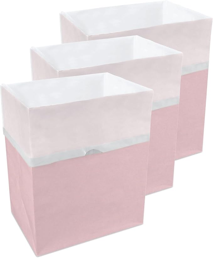 Clean Cubes 13 Gallon Disposable Pop-Up Trash Cans (3-Pack) with Fitted Bags – Foldable Garbage & Recycling Bins for Parties, Events & Kitchen (Pink, 17" H x 13.5" W x 10" D) by CleanCubes