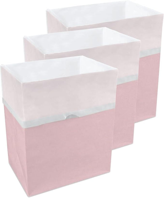 Clean Cubes 13 Gallon Disposable Pop-Up Trash Cans (3-Pack) with Fitted Bags – Foldable Garbage & Recycling Bins for Parties, Events & Kitchen (Pink, 17" H x 13.5" W x 10" D) by CleanCubes