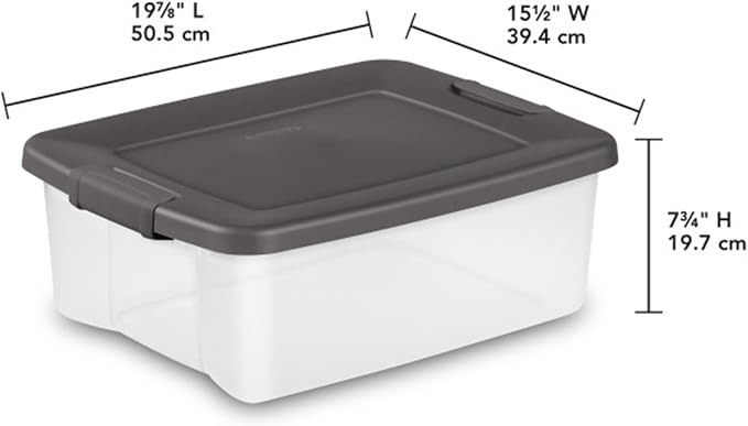 Sterilite 18-Pack Plastic Storage Bins w/ Lids, Shelf Totes Clear Containers, 25 Qt, Gray - Image 3