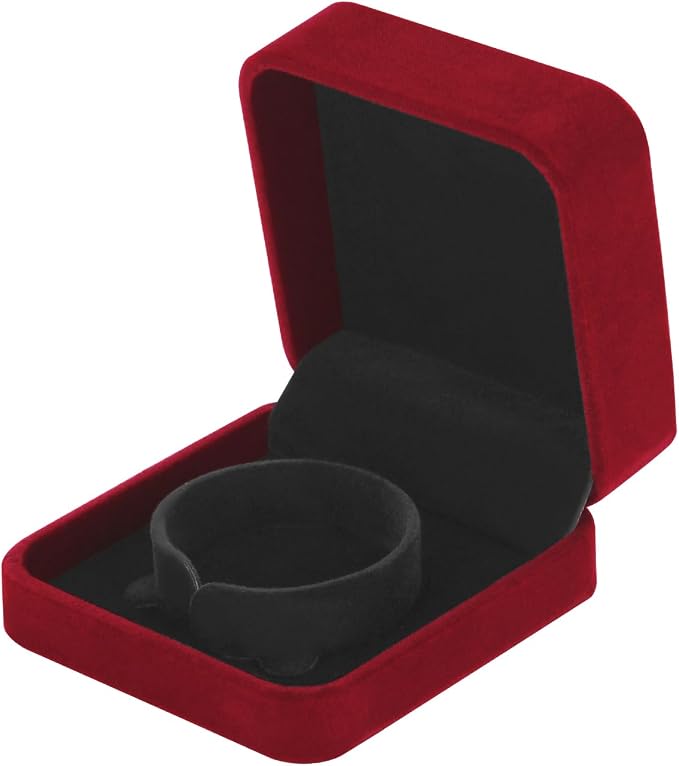 LETURE 4 Pieces Classic Velvet Bracelet Bangle Pendant Necklace Gift Box, Travel Jewelry Box Display Storage Case for Gift, Wedding, Engagement, Proposal, Birthday (4PCS Bracelet-RED) - Image 6
