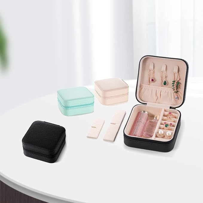 5pack/PU Leather Travel Jewelry Case, Mini Jewelry Box, Small Jewelry Organizer Portable Display Jewelry Storage Case for Rings Earrings Necklace, for Girls Women (White) - Image 7