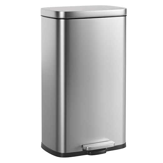 PayLessHere 8 Gallon (30L) Stainless Steel Trash Can with Lid - Removable Inner Bucket, Foot Pedal, Soft Close for Office, Home, Kitchen by PayLessHere