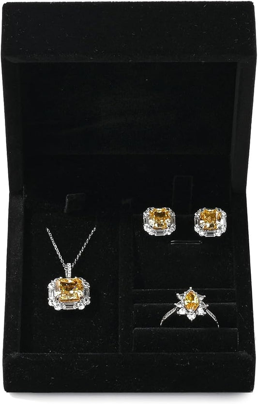 3 in 1 Velvet Jewelry Set Gift Box Earring Gift Box Ring Necklace Boxes Small Jewelry Storage Boxes for Travel Birthday Mother's Day Valentine's Day Gifts (Black) by Papten