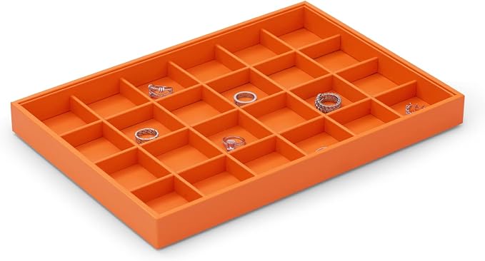 Oirlv Luxury Leather Ring Tray 24 Grid Jewelry Drawer Organizer Stackable Jewelry Trays Ring Earring Storage - Image 4