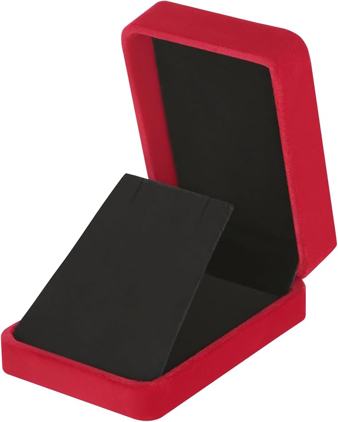LETURE 2 Pieces Velvet Jewelry Gift Boxes for Necklace Pendant Earring Bracelet, Small Jewelry Storage Display Case for Christmas Wedding Engagement Birthday Anniversary (Red) - Image 3