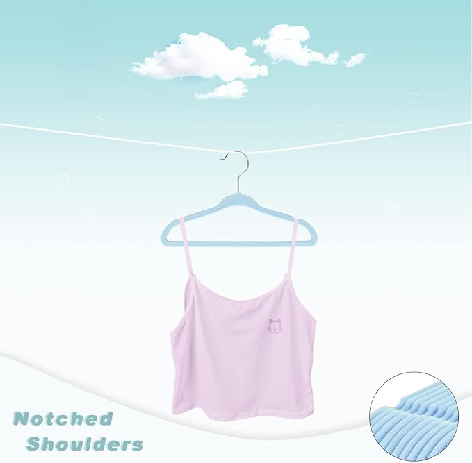 BAGAIL 50 Pack Kids Velvet Hangers 11 Inches Children's Clothes Hangers Non-Slip Baby Hangers for Infant/Toddler (Babyblue) - Image 3
