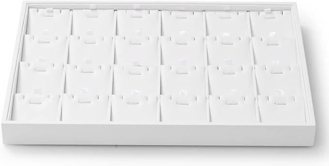 Oirlv Premium White Leather Stackable Jewelry Tray 24 Grid Jewelry Organizer Tray with Removable Inserts Cards Necklace Display Holder by Oirlv