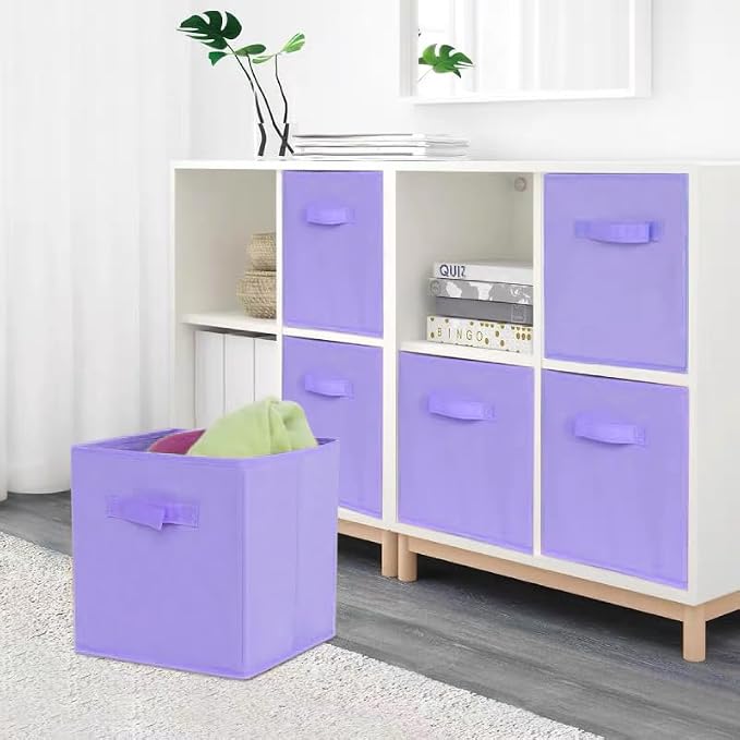 EBIGIC purple storage bins [6 Pack] 9.0"x7.5"x7.5",Mini Storage Box Fabirc Foldable Closet Toy Organizer Collapsible Cloth - Image 6