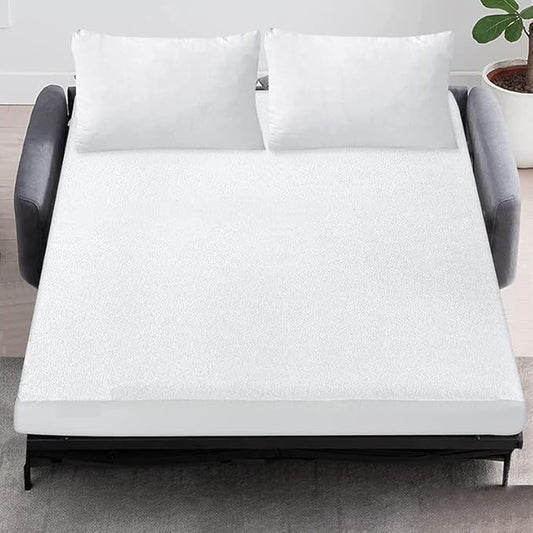 Yarns of Cotton Queen 6" Drop Waterproof Mattress Protector, White, Fitted Style