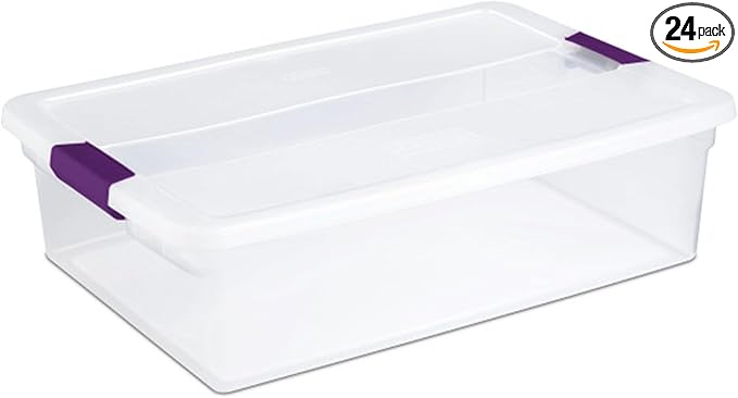Sterilite 24-Pack 32 Quart ClearView Latch Box, Stackable Organizer Bins with Latching Lids - Clear Plastic Organization Containers for Closet, Bedroom, Shelving Units and Everyday Home Storage by Sterilite