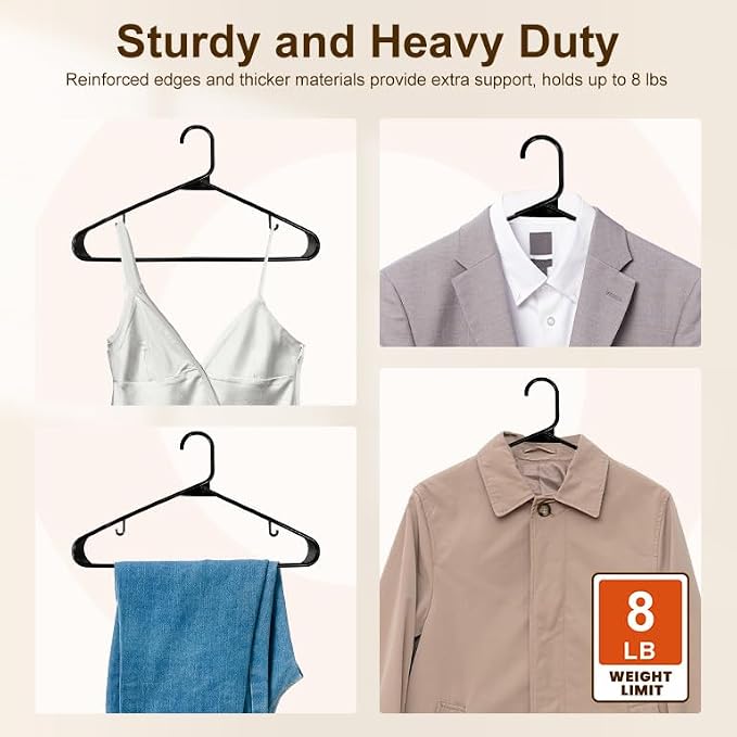 HOUSE DAY 1000 Pack Plastic Clothes Hangers, Commercial Bulk Shipment for Business, Sturdy Durable Lightweight Hanger Black Ideal for Retail Dry Cleaners Warehouses, Save Cost & Warehouse Space - Image 4