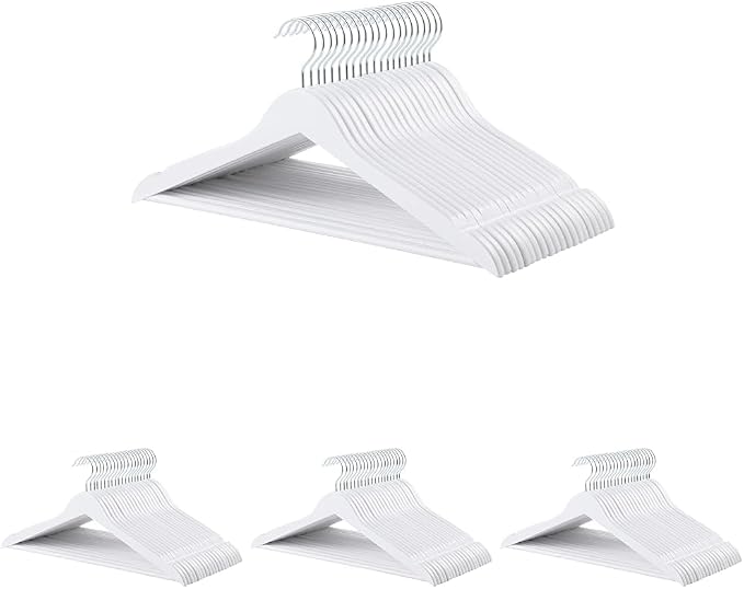 Amazon Basics Durable Wooden Clothes Hangers,White,(Pack of 80) by AmazonBasics