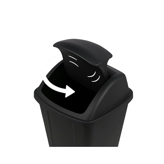 13-Gallon Black Plastic Kitchen Trash Can with Swing Top Lid - Image 3