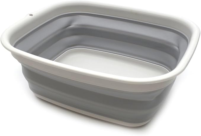 SAMMART 9.45L (2.5 Gallon) Collapsible Tub - Foldable Dish Tub - Portable Washing Basin - Space Saving Plastic Washtub (Grey, M) - Image 4