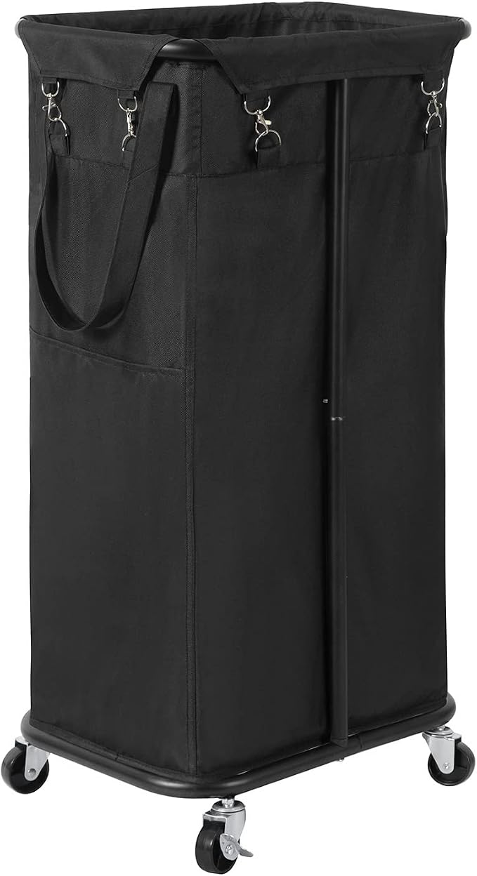 WOWLIVE 100L Rolling Laundry Hamper with Wheels Large Laundry Basket Organizer Laundry Cart with Steel Frame and Removable Bag Foldable Tall Dirty Clothes Hamper Dorm Room Storage for Bedroom (Black) by WOWLIVE