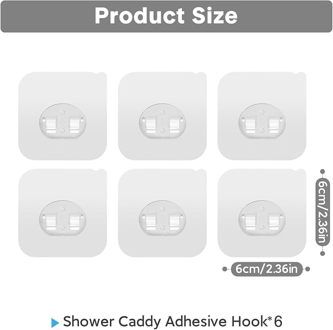 Lsnisni 6 Pack Shower Caddy Adhesive Replacement, Strong Adhesive Hooks for Shower Shelf, Waterproof Adhesive Hooks, No Drilling, for Bathroom Shelves, Kitchen Racks and Soap Holder - Image 2