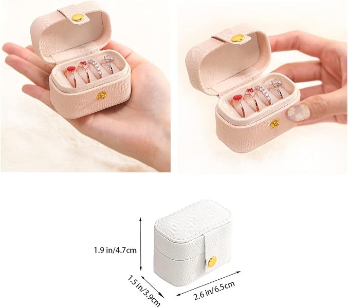 Travel Jewelry Ring Case,Small Jewelry Ring Box,Ring Holder,Mini Jewelry Case Portable Storage Case, for Women Girls, for Travel,Business,Wedding,Bridesmaid Gift (White) - Image 2
