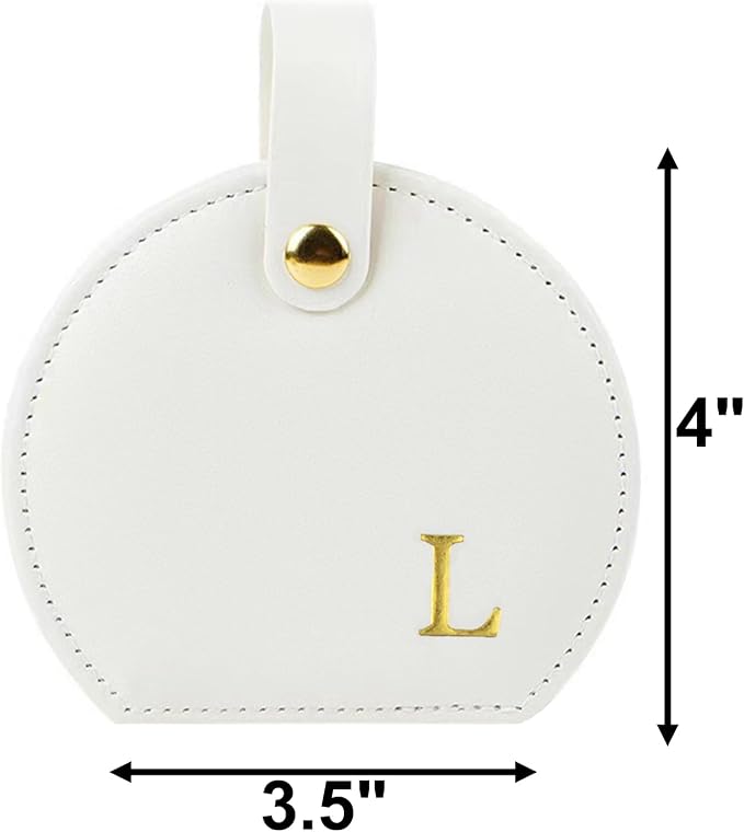 Travel Jewelry Case,Personalized Jewelry Box,Elegant Half-Moon Design with Personalized Golden Initial Case,Personalized Gifts for Women,Jewelry organizer;Personalized Gifts for Women or Friends(L) - Image 2
