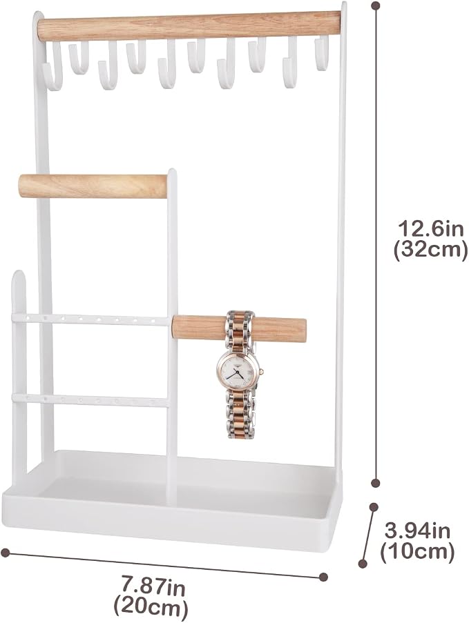 ProCase Cute Jewelry Stand, Aesthetic Jewelry Organizer for Dresser Vanity, Jewelry Holder Display for Necklaces Earrings, Gifts for Teen Girls Women, Bedroom Dorm Decor -Medium, White - Image 5
