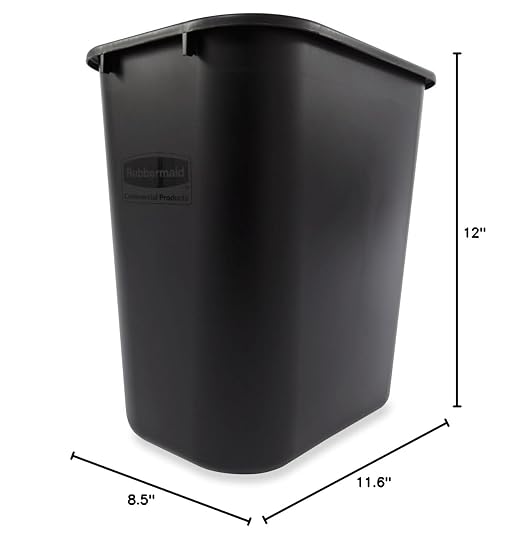 Rubbermaid Commercial Products Deskside Wastebasket/Trash Can, 3.25-Gallon/13-Quart, Black, Small, for Bedroom/Bathroom/Office, Fits Under Desk/Sink/Cabinet - Image 3