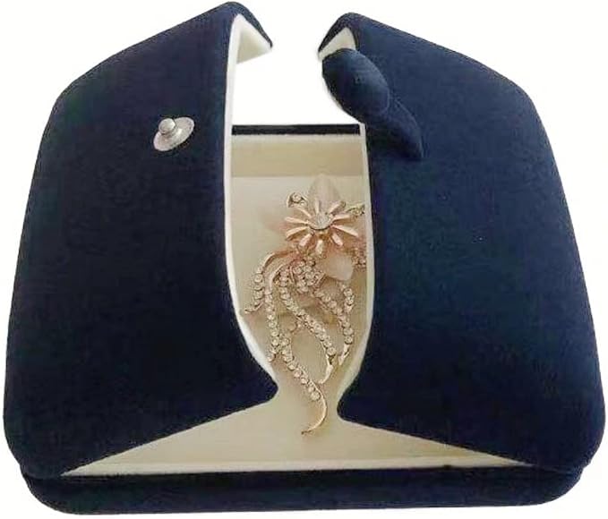 Navy Blue High End Luxurious Velvet Jewelry Box for Brooch Honorary Pin Badge Box Special Presentation Premium Grade Unique Design (Jewelry is not included) - Image 7