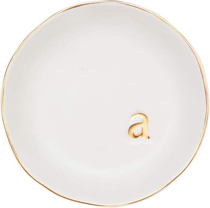 COLLECTIVE HOME - Ceramic Jewelry Tray, Decorative Trinket Dish for Rings Earrings Necklaces Bracelet Watch Keys, Birthday Mother's Day Christmas Gift for Women, 4.75", White Surface (A) by COLLECTIVEHOME