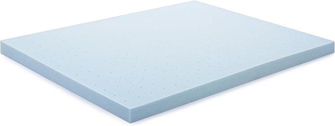 Lucid 4 Inch Memory Foam Mattress Topper, Queen Size – Cooling Gel Bed Topper – Preassure-Relieving Ultra Plush Feel – Ventilated Breathable Design – CertiPur Certified - Dorm Room Essentials