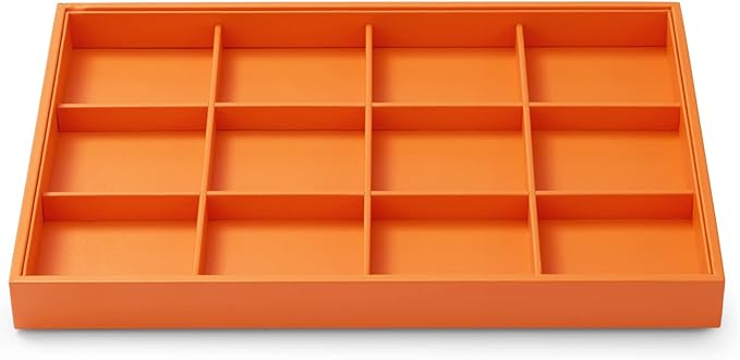 Oirlv Luxury Leather Jewelry Tray Orange Stackable Jewelry Drawer Organizer Trays Bracelets Bangles Watches Storage by Oirlv