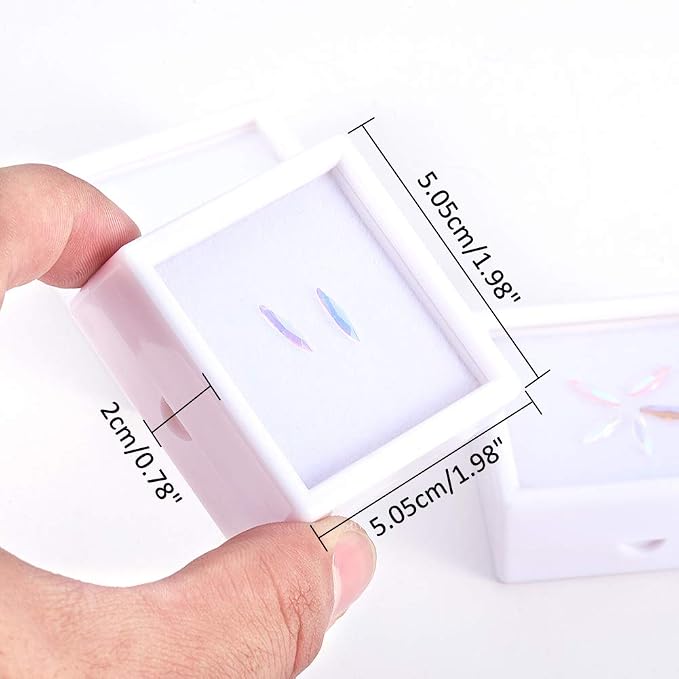 BENECREAT 12PCS Gemstone Display Box - 2" x 0.8" White Jewelry Box with Clear Lid for Gems, Rings, Earrings, Craft Storage - Image 3