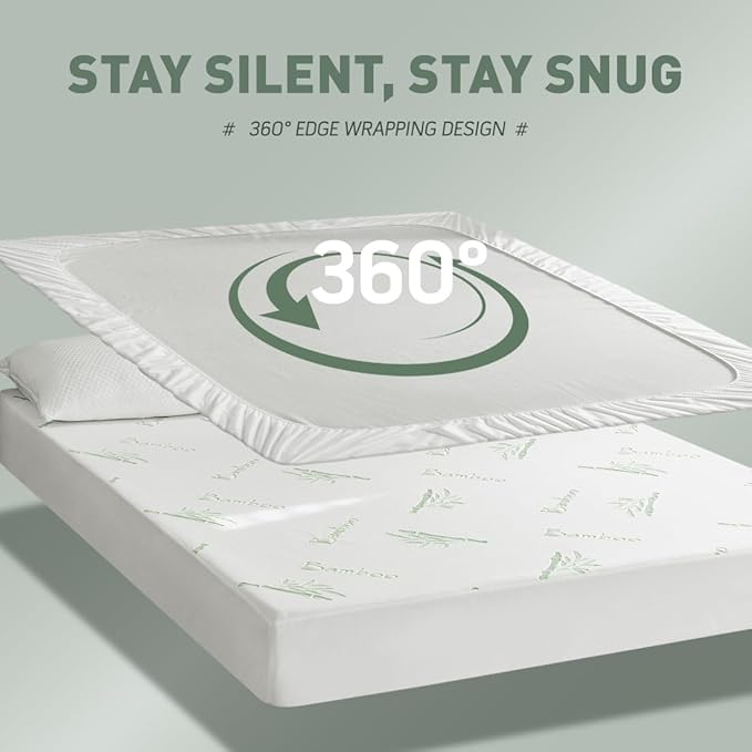 Cooling Twin XL Mattress Protector-100% Waterproof & Noiseless Rayon Fiber Mattress Cover (39" x 80") Size Bed Soft, Breathable, Guards Against Spills/Stains Matterss Pad - Pockets to 21″