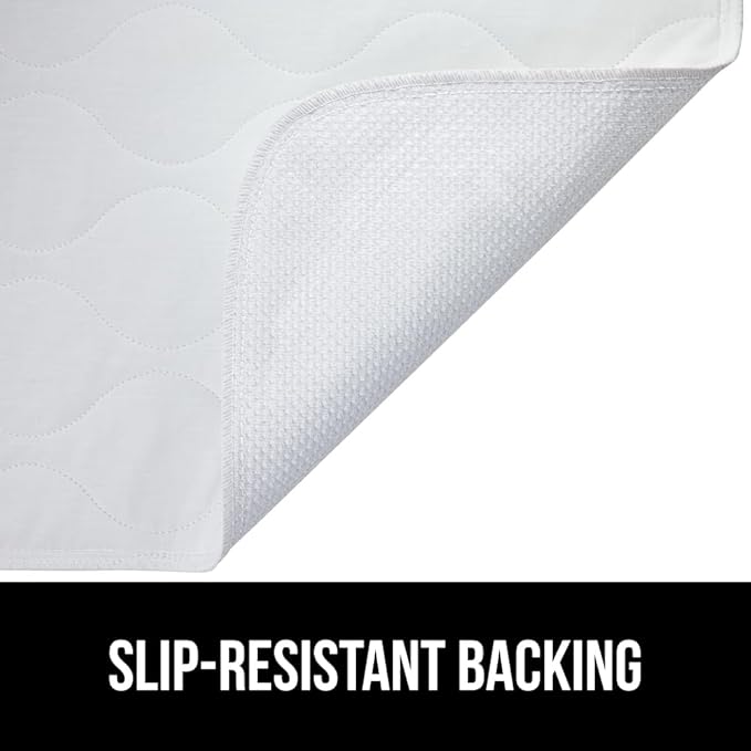 GORILLA GRIP Washable Underpads, Waterproof Reusable Heavy Absorbency Incontinence Bed Pads, Leak Proof Toddler Mattress Pad, 52x34 2 Pack, Slip Resistant for Bedwetting, Adults and Kids, White