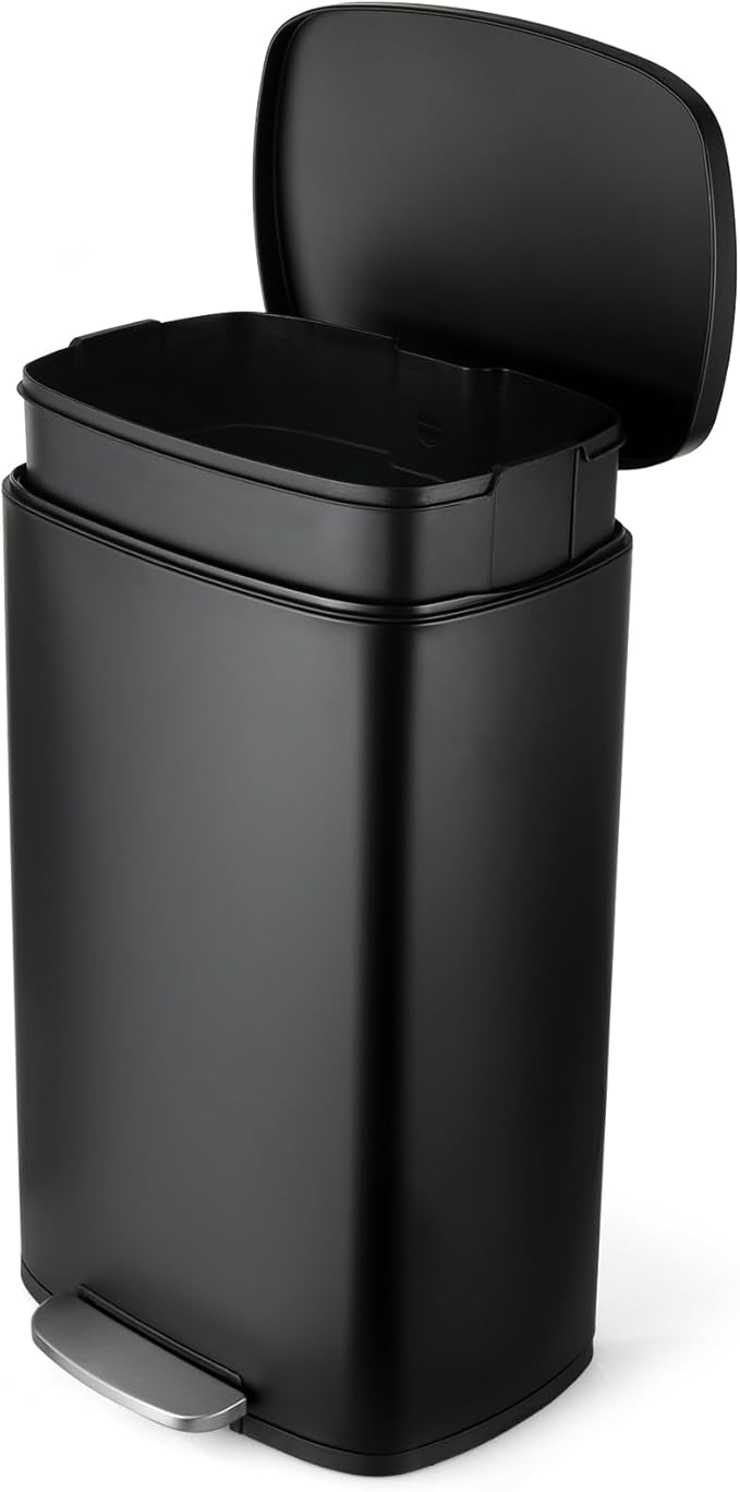 8 Gal Kitchen Trash Can, 30L Recycling or Garbage Bin, Brushed Stainless Steel Waste Basket, Soft&Quiet Close Dustbin, with Step-On Pedal, Removable Inner Bucket, for Home, Office, Living Room by ComfyCorner