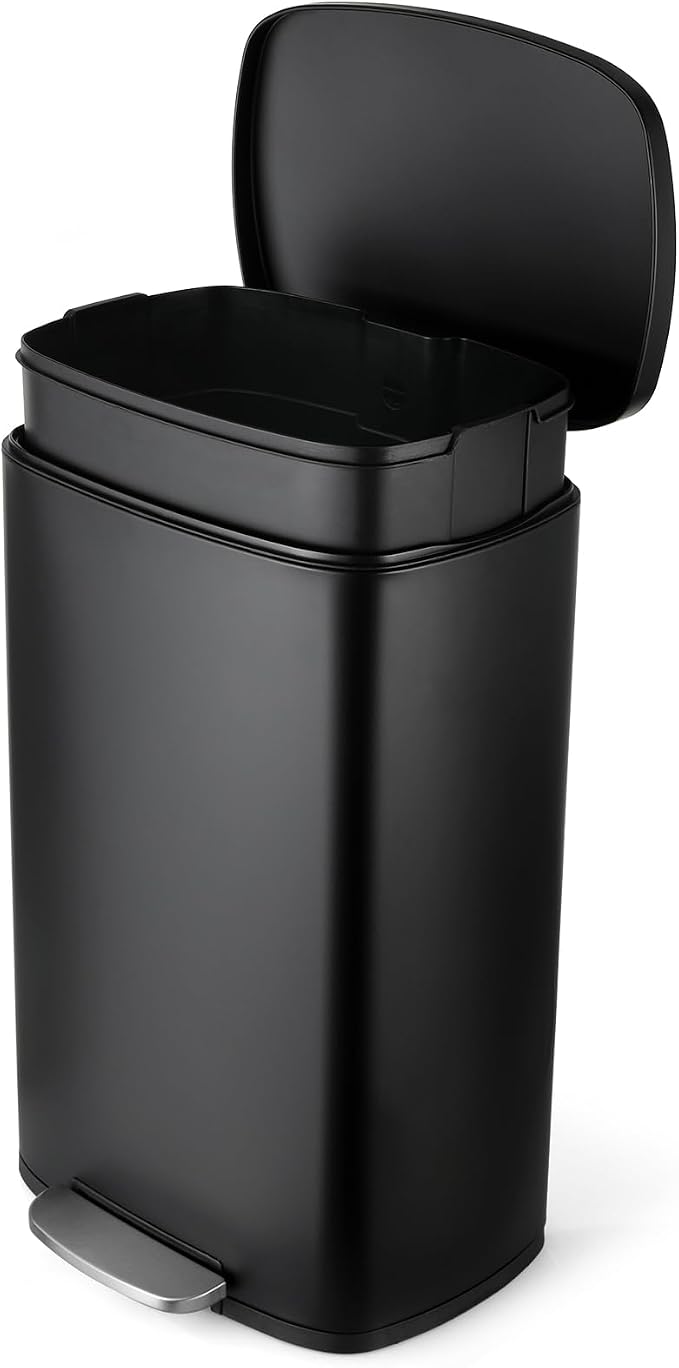 13.2 Gal Kitchen Trash Can, 50L Recycling or Garbage Bin, Brushed Stainless Steel Waste Basket, Soft&Quiet Close Dustbin, with Step-On Pedal, Removable Inner Bucket, for Home, Office, Living Room by ComfyCorner