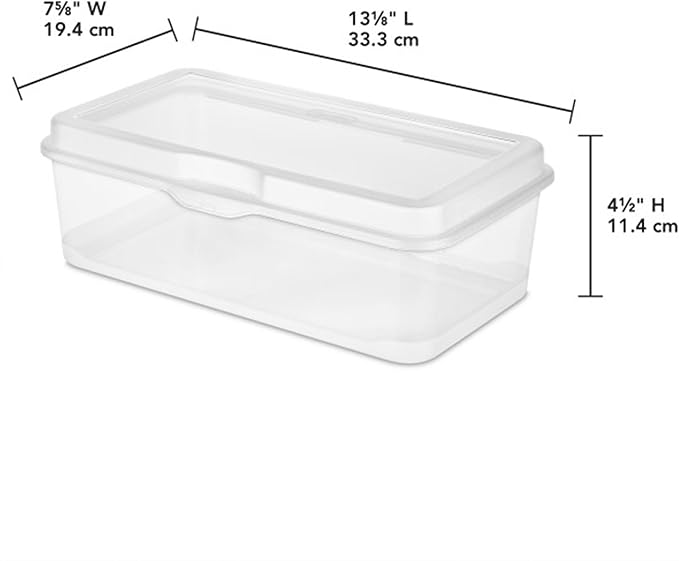 Sterilite 6-Pack Rectangular Large FlipTop, Clear Plastic Storage Box with Hinged Lid - Stackable Multipurpose Organizer for Art and Craft Supplies, Accessories, Photos & CDs, Home or Office Use - Image 3