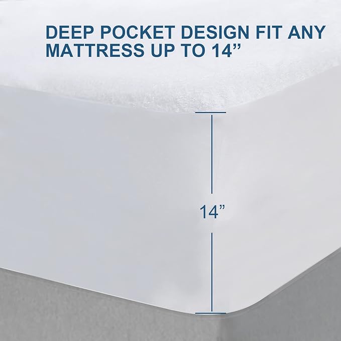 RV Short King Size Mattress Protector Waterproof,Smooth Top Mattress Protector for Kids,Breathable Skin Friendly and Noiseless Fitted Sheet,Viscose Terry Mattress Cover