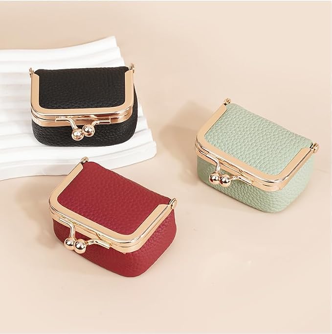 Genuine Leather Mini Jewelry Box & Vintage Wallet for Women - Compact Travel Coin Purse, Lipstick Storage Organizer, Retro Leather Clutch Case (Black/Mini) - Image 4