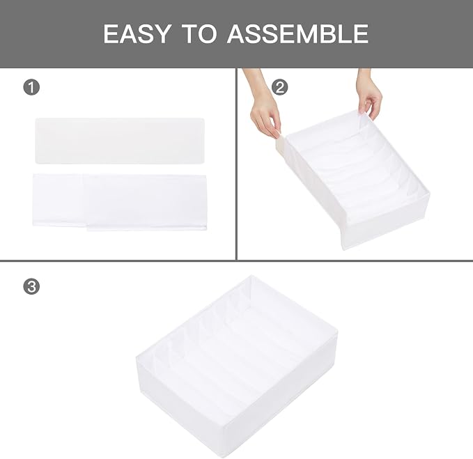Qozary 4 Pack Drawer Organizers for Clothing, 8 Grids Foldable Closet Organizers and Storage Bins for Bedroom, Dresser Organizer Boxes for Thin T-shirts, Tank Tops - Image 6
